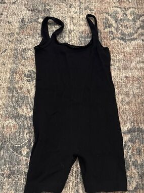 Black Ribbed Sleeveless Romper